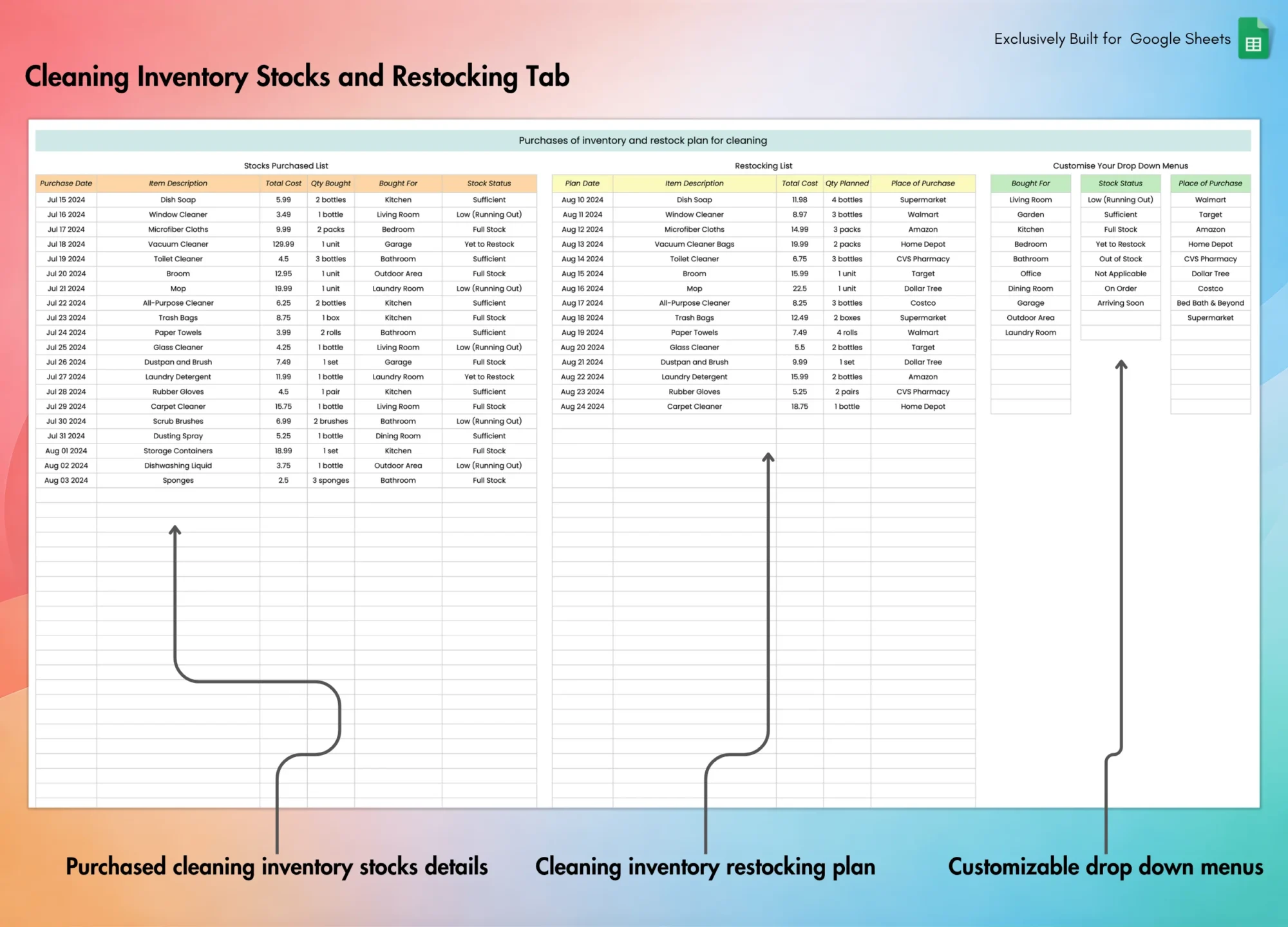 Cleaning Checklist Template for Google Sheets