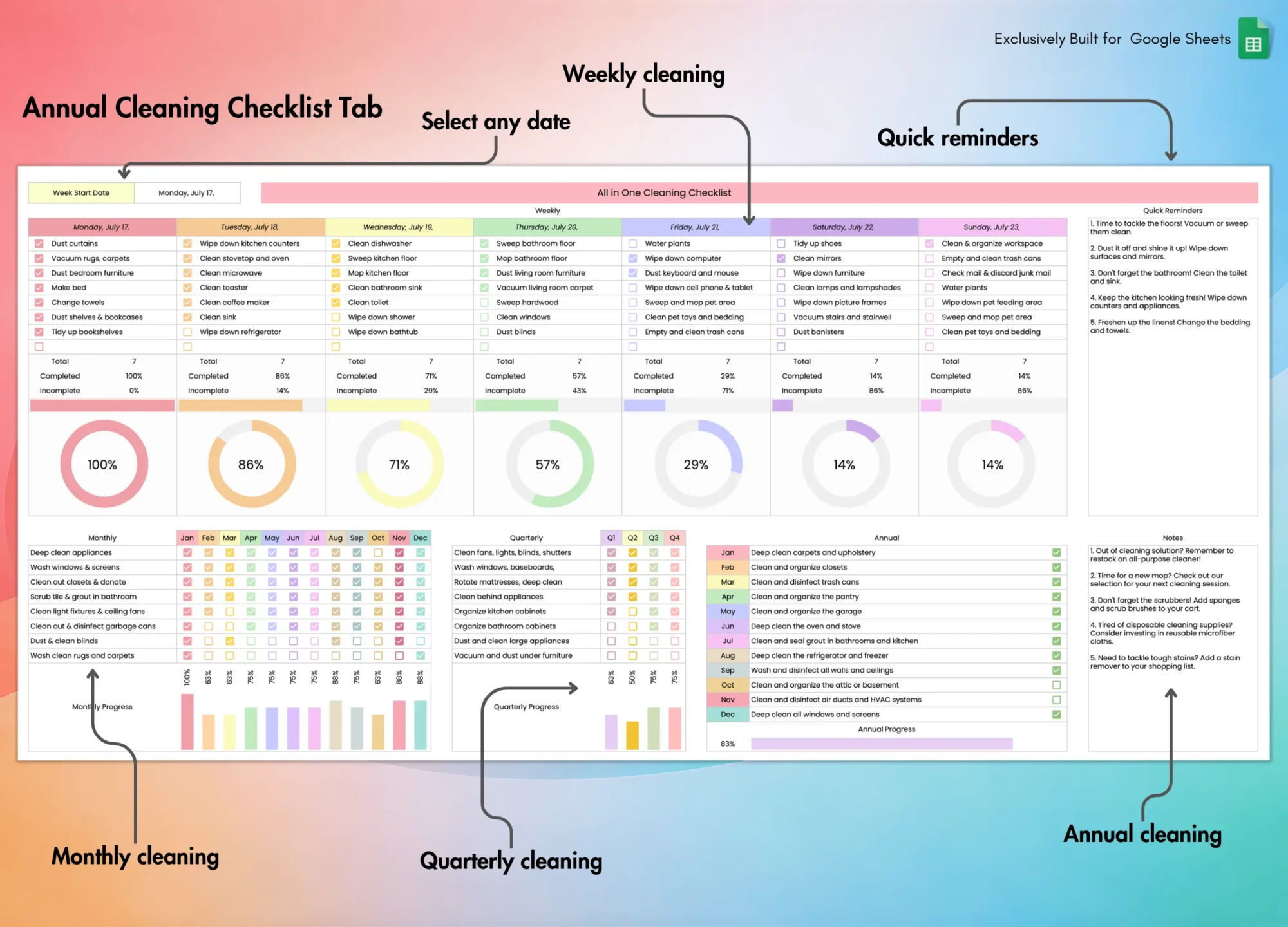 Cleaning Checklist Template for Google Sheets