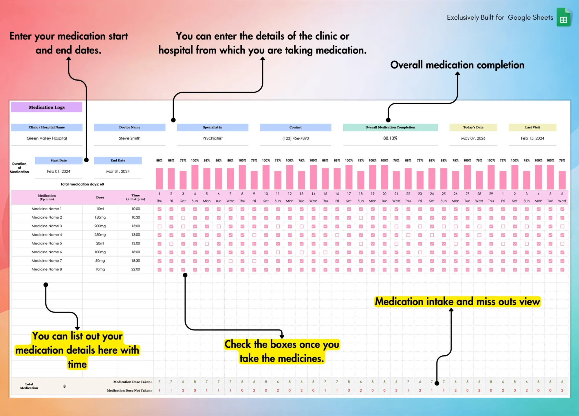 Medication Tracker for Google Sheets