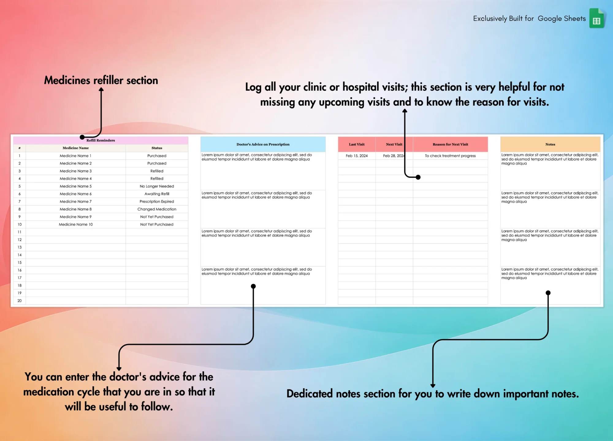 Medication Tracker for Google Sheets