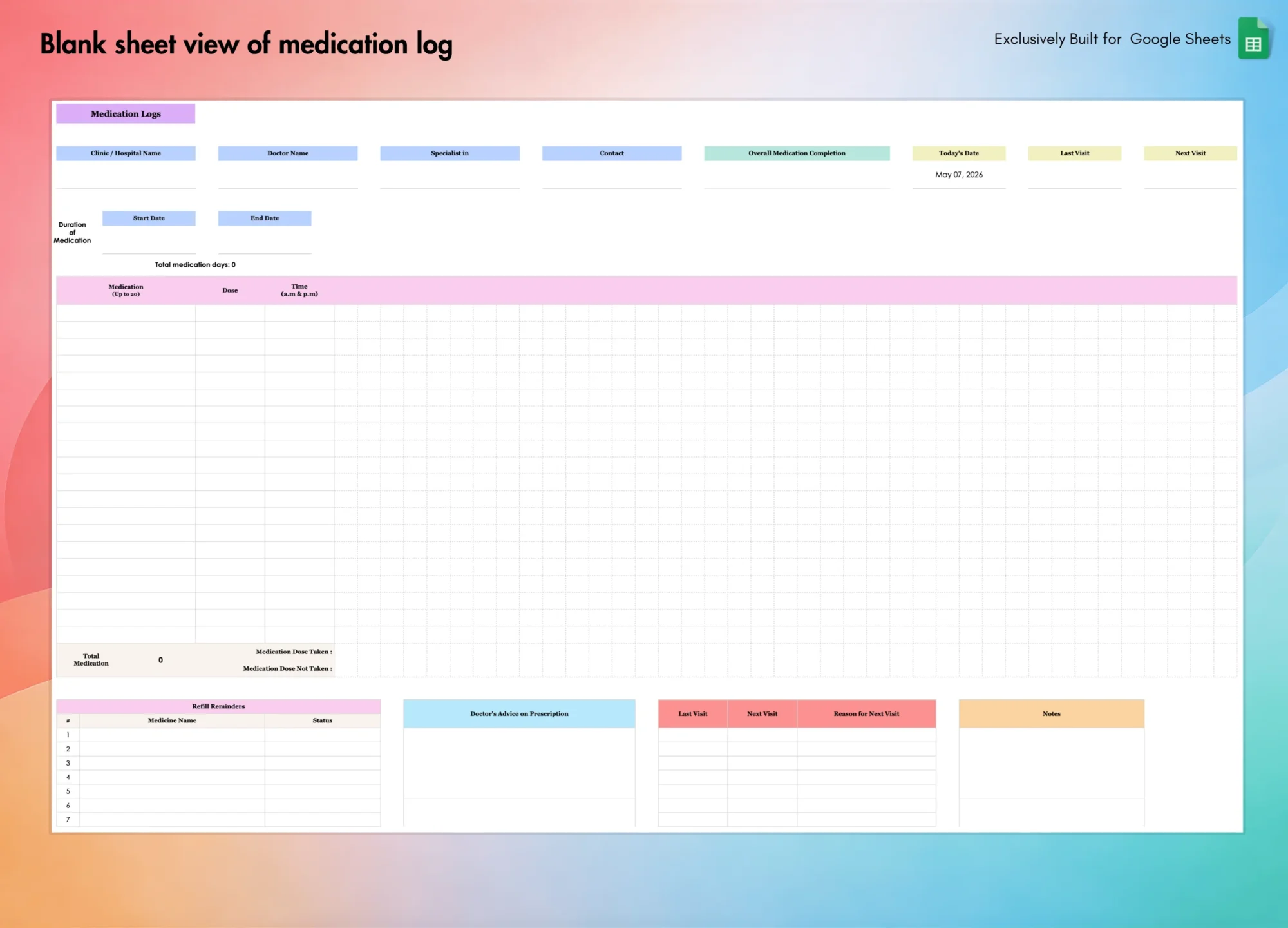 Medication Tracker for Google Sheets