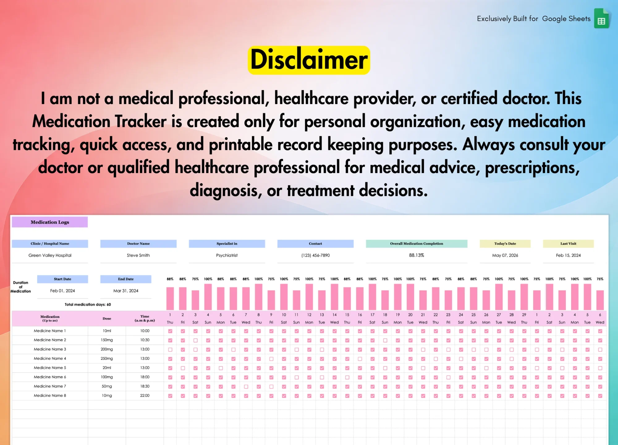 Medication Tracker for Google Sheets