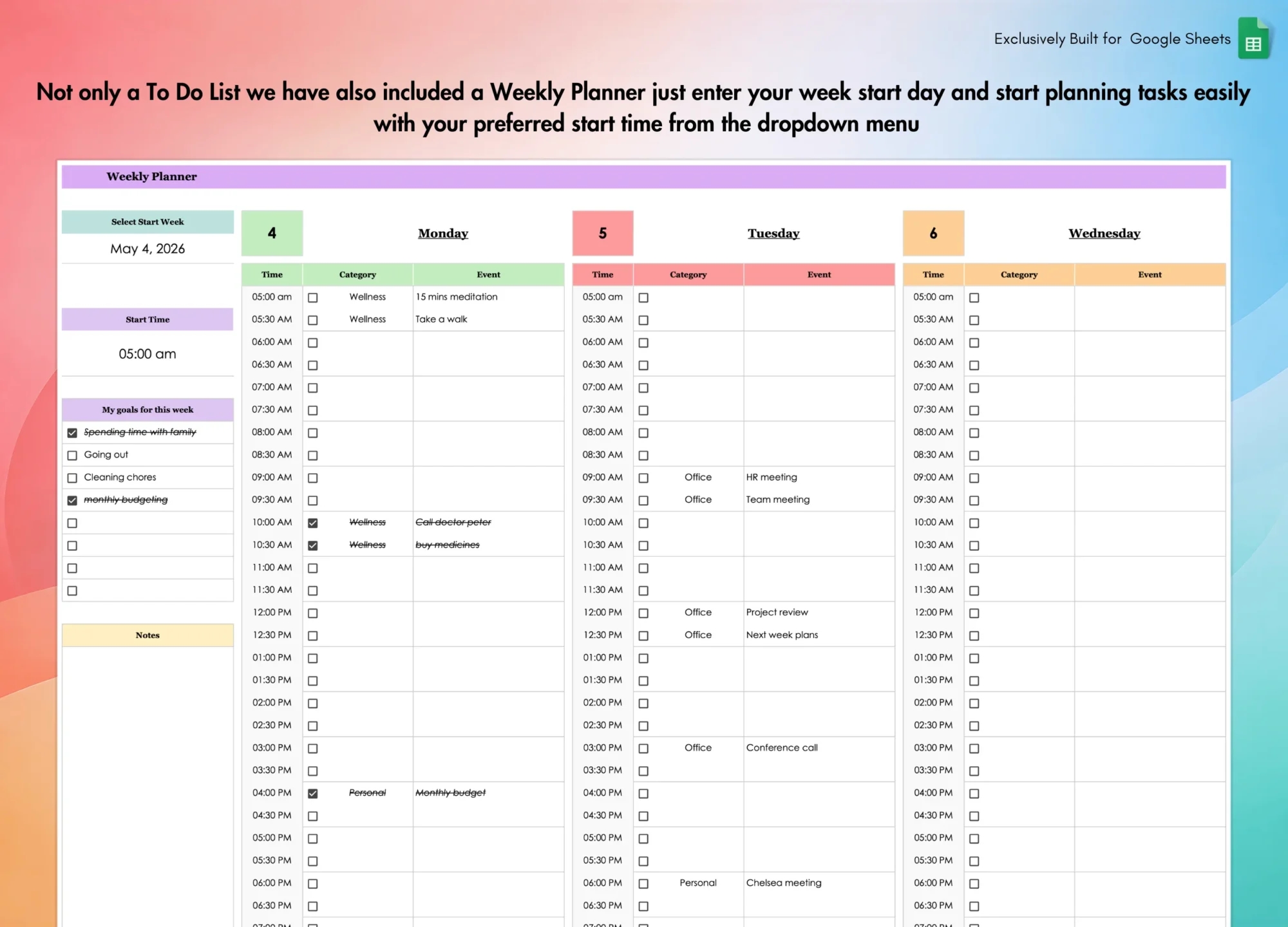 To Do List for Google Sheets
