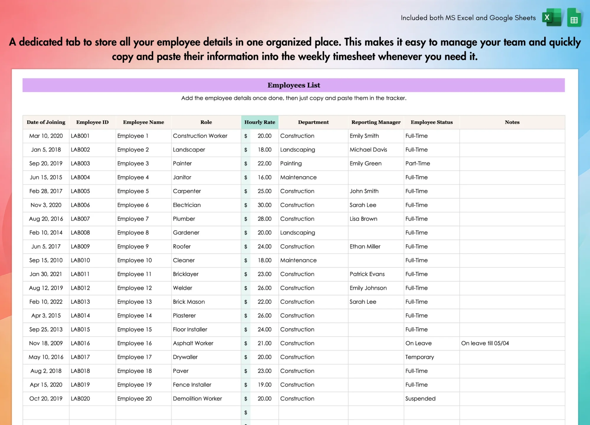 Employee Weekly Timesheet