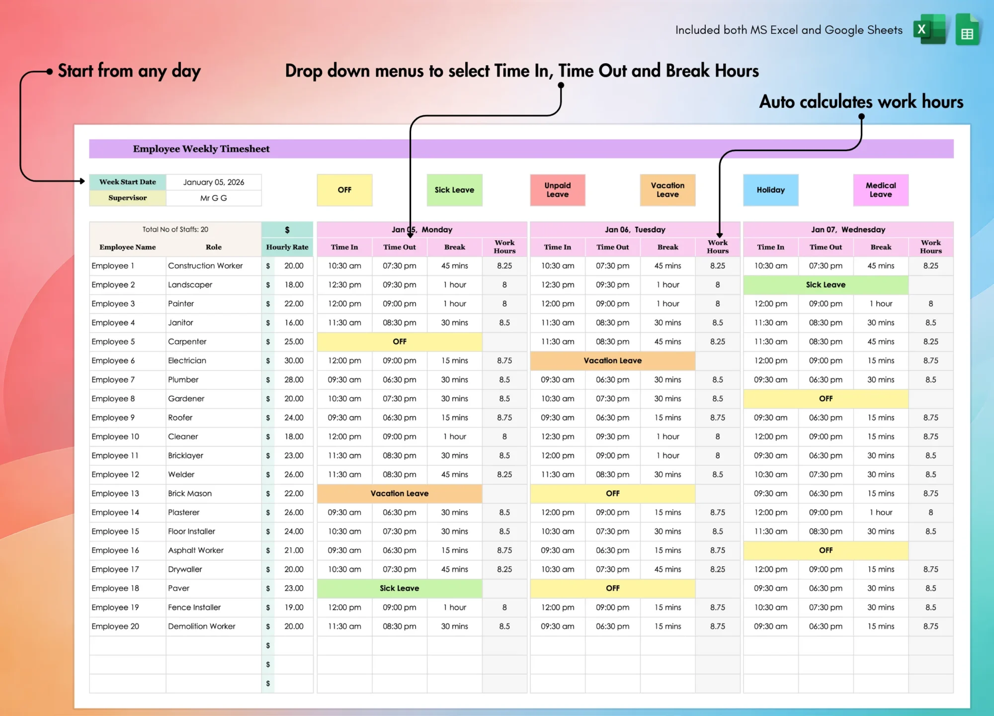 Employee Weekly Timesheet