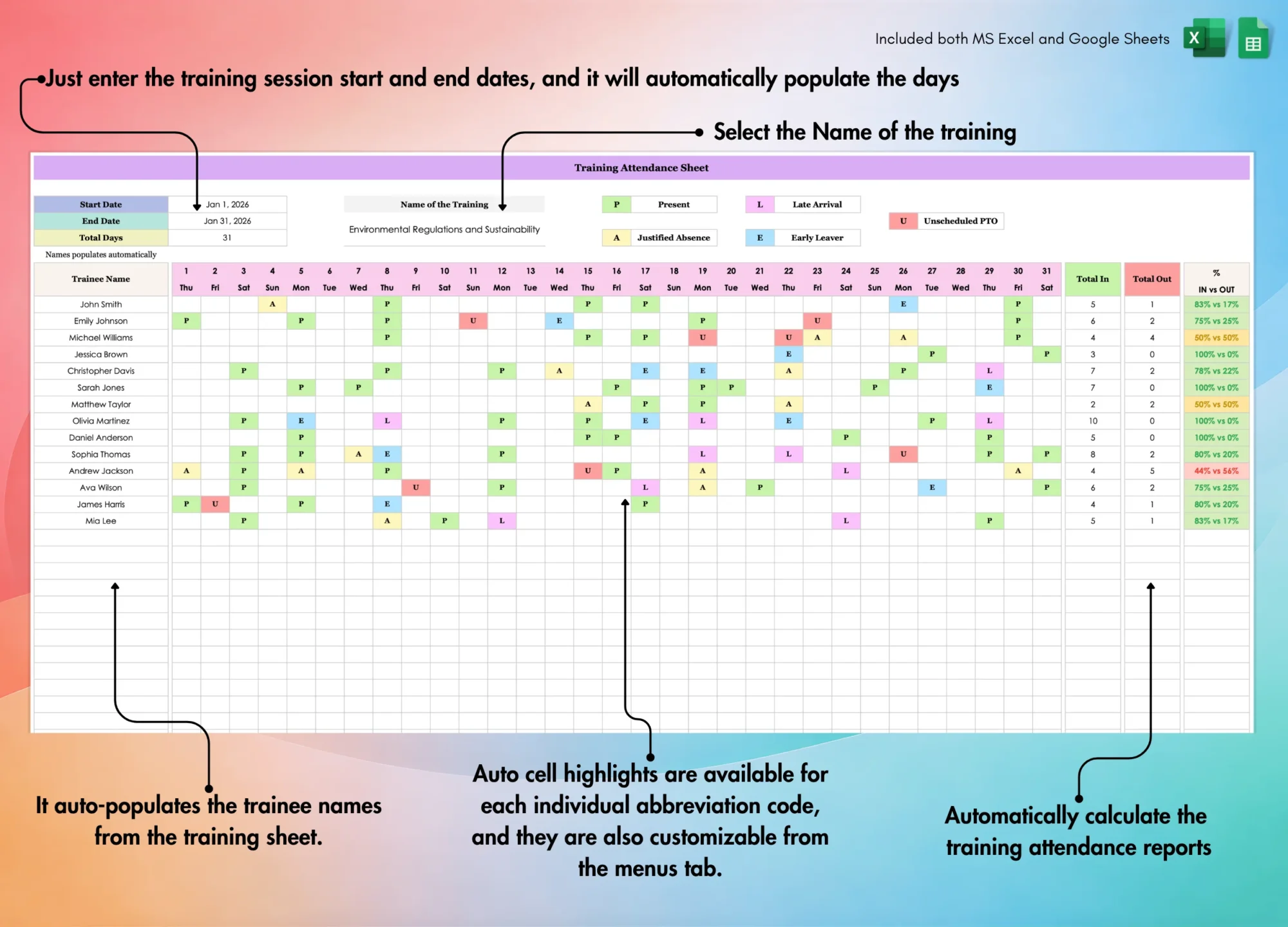 Employee Training Sheet