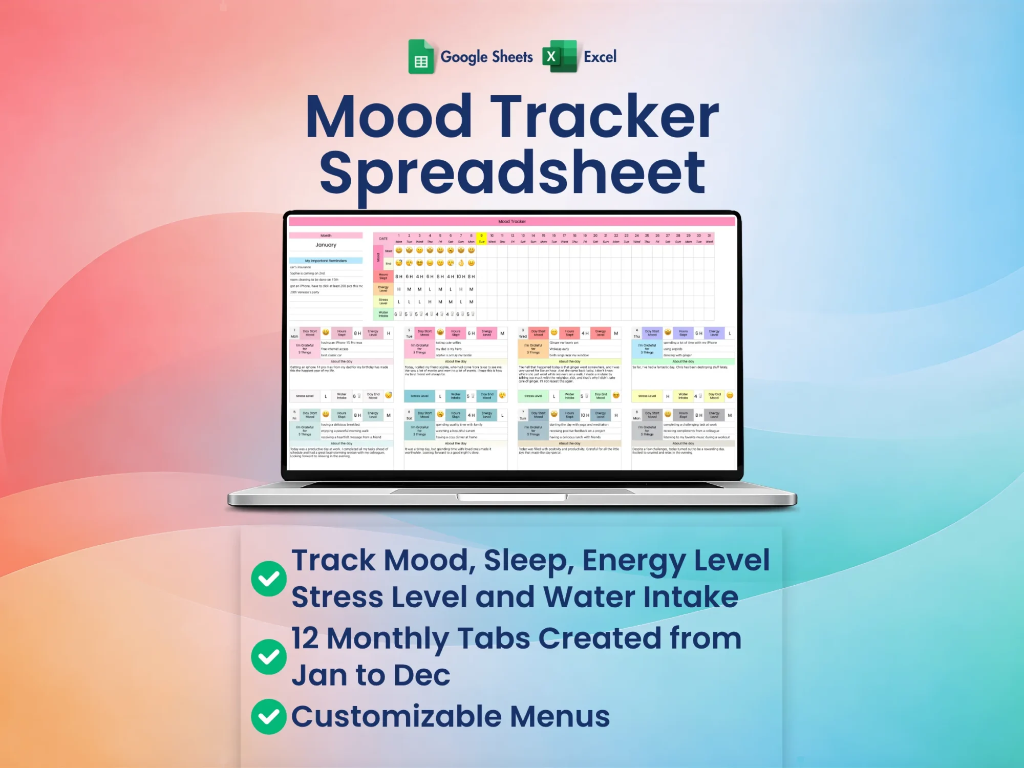 Mood Tracker Spreadsheet