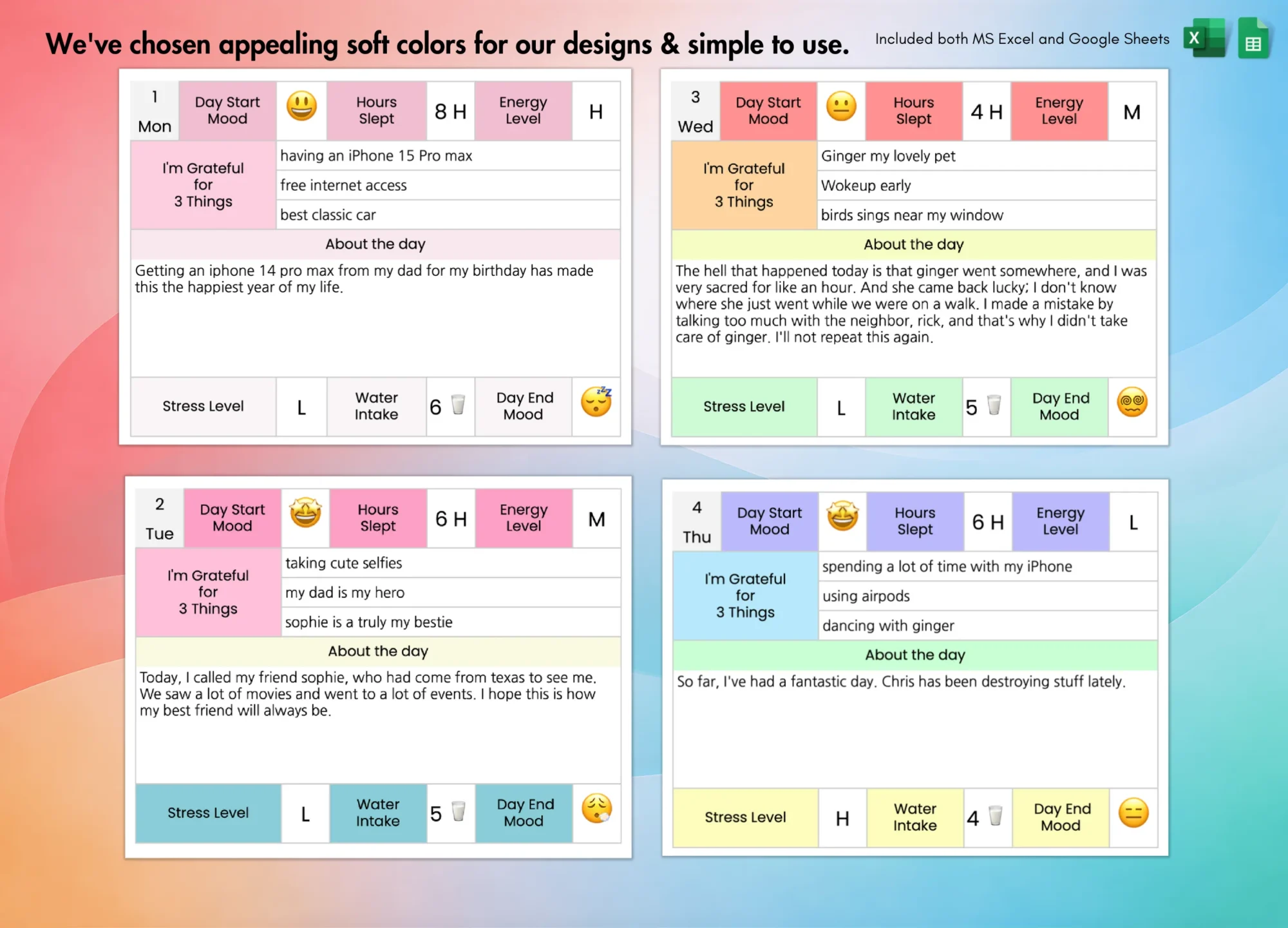 Mood Tracker Spreadsheet