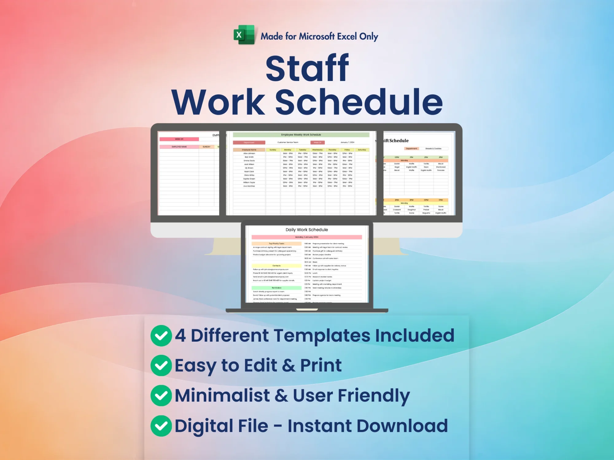 Employee Work Schedule for Excel