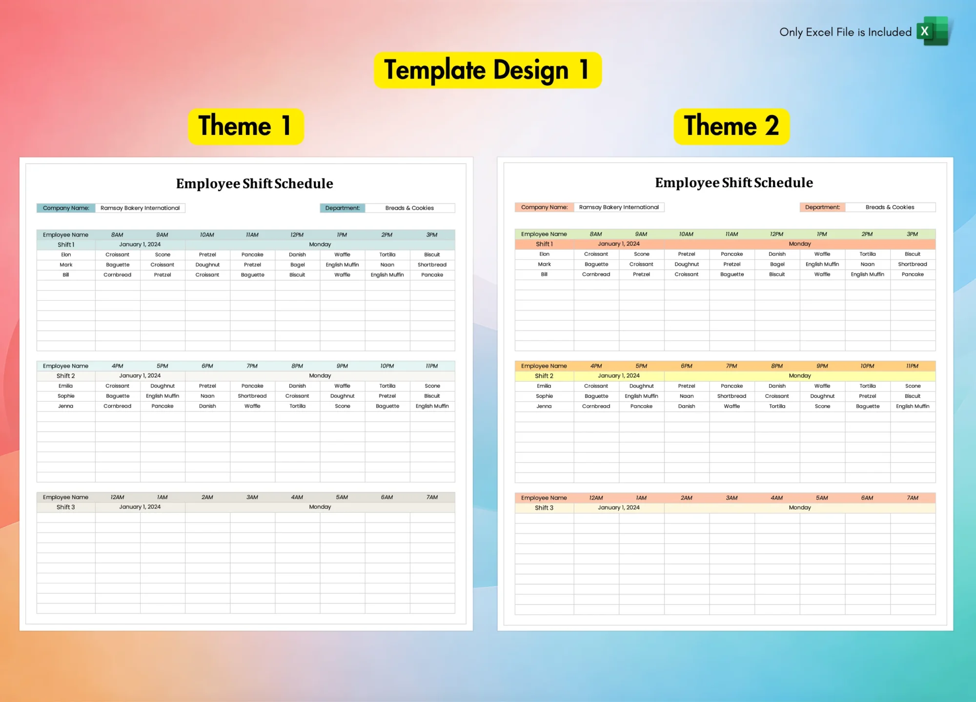 Employee Work Schedule for Excel