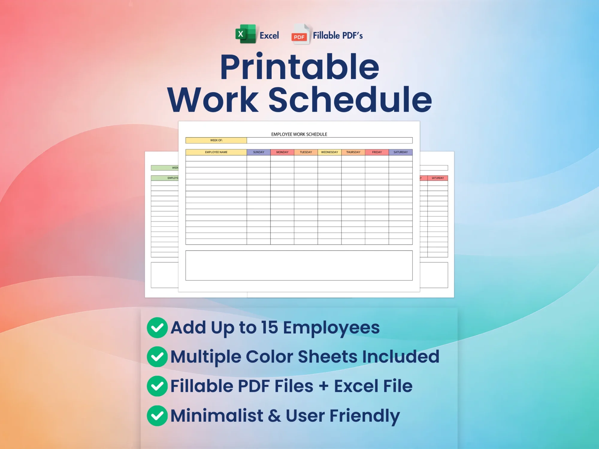 Printable Work Schedule Templates: PDFs and Excel Sheets