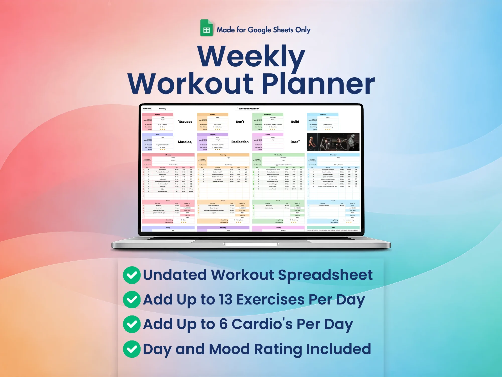 Weekly Workout Planner for Google Sheets