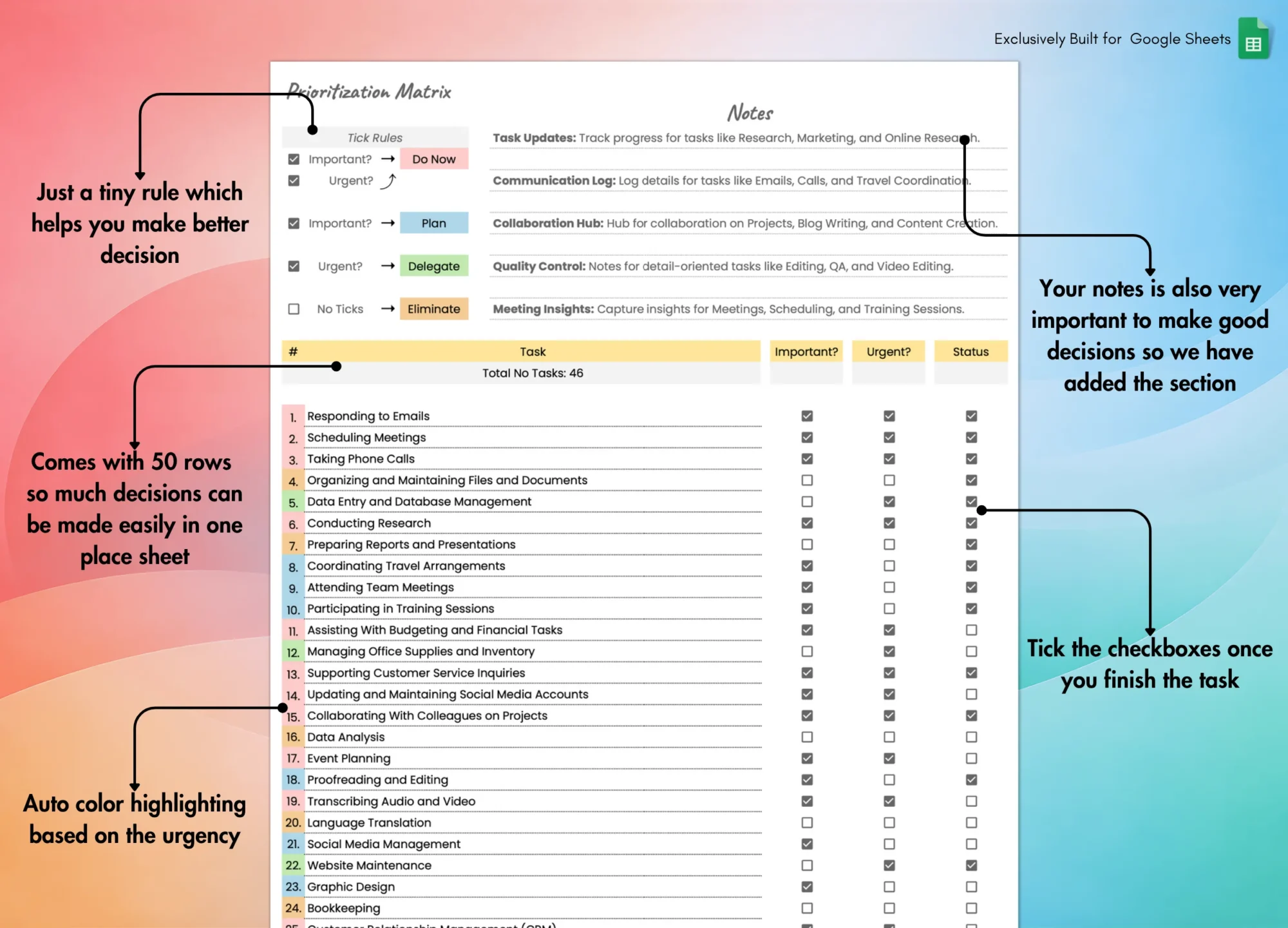 Prioritization Matrix Template for Google Sheets
