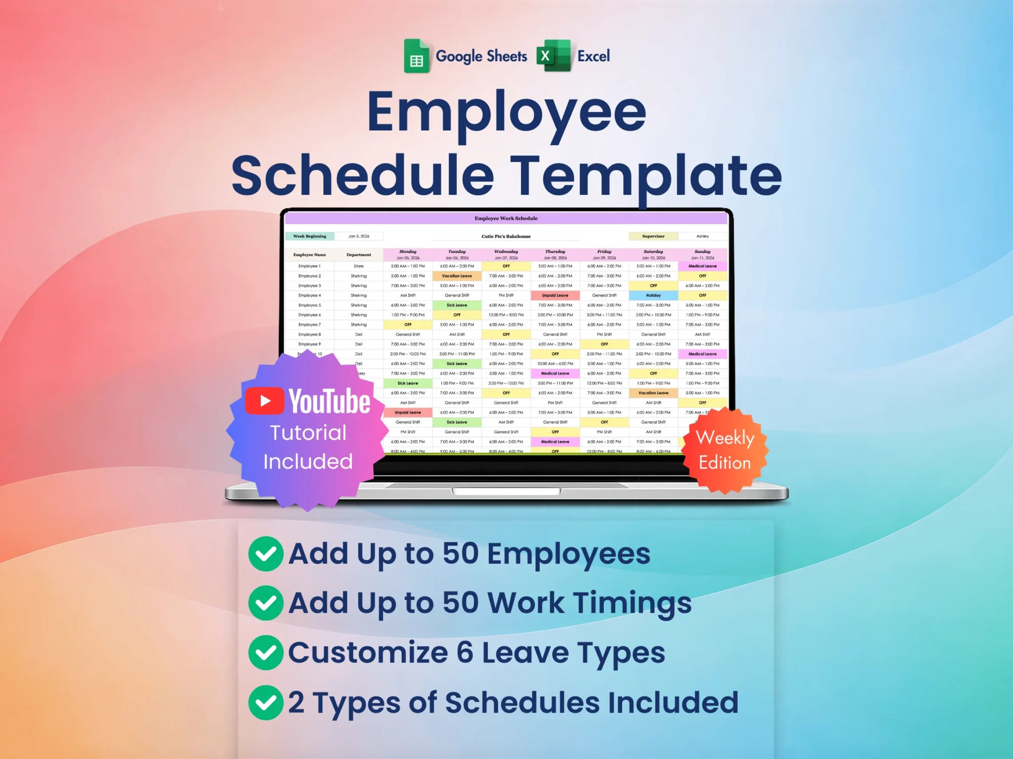 Employee Weekly Schedule Template