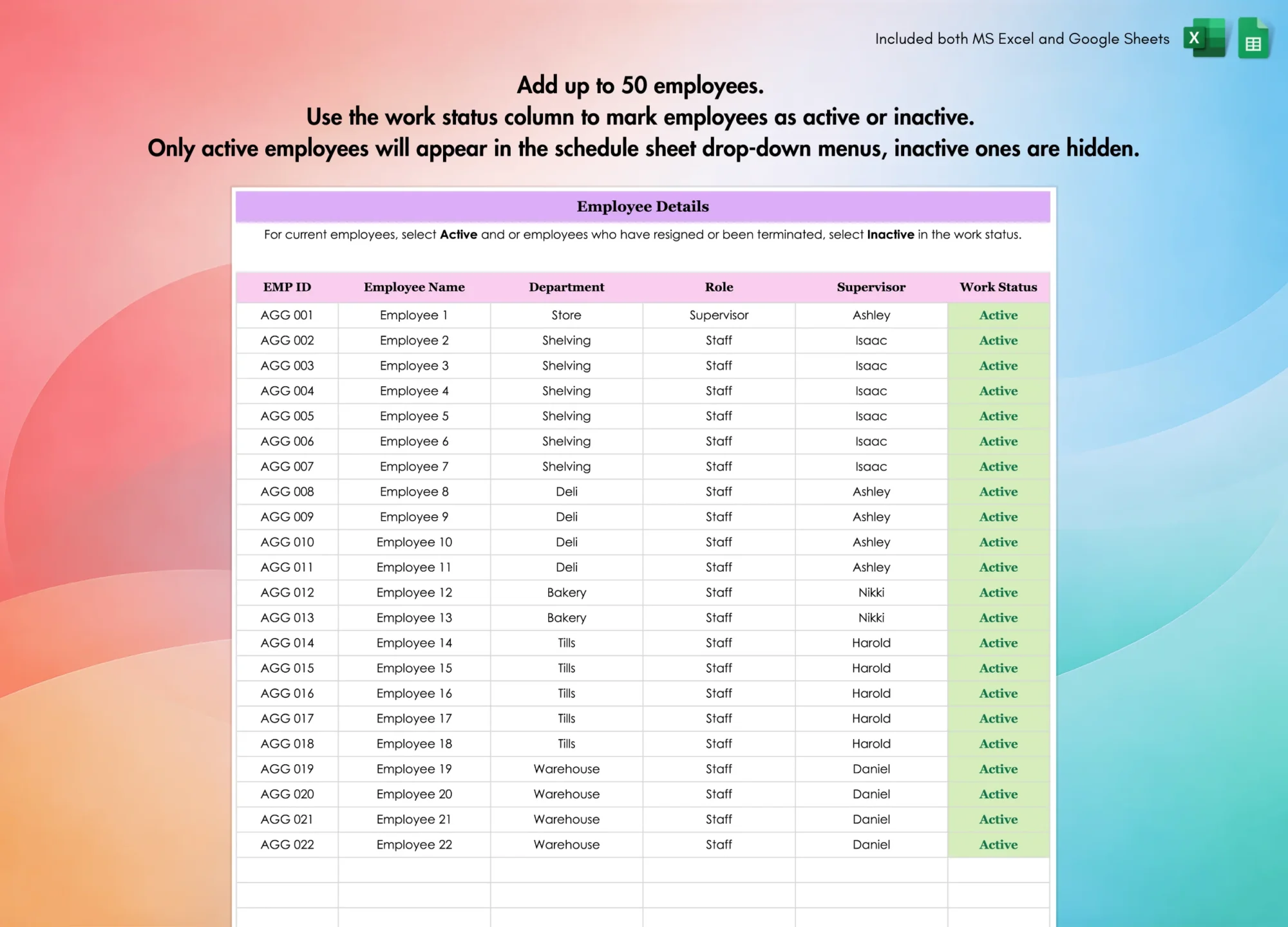 Employee Weekly Schedule Template