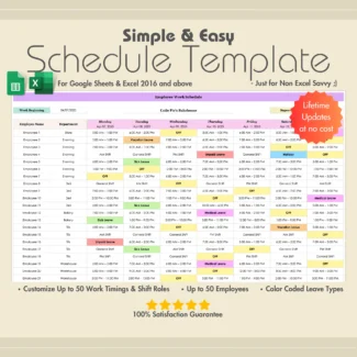 A simple and flexible weekly schedule template for Excel and Google Sheets to help you plan your week, stay organized, and manage your time more effectively—great for both personal and work use.