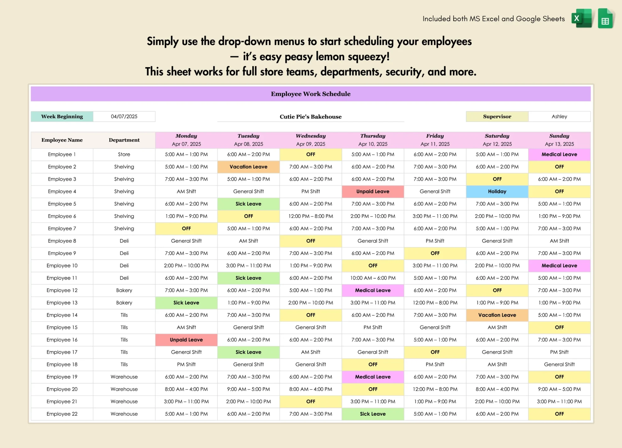 A simple and flexible weekly schedule template for Excel and Google Sheets to help you plan your week, stay organized, and manage your time more effectively—great for both personal and work use.